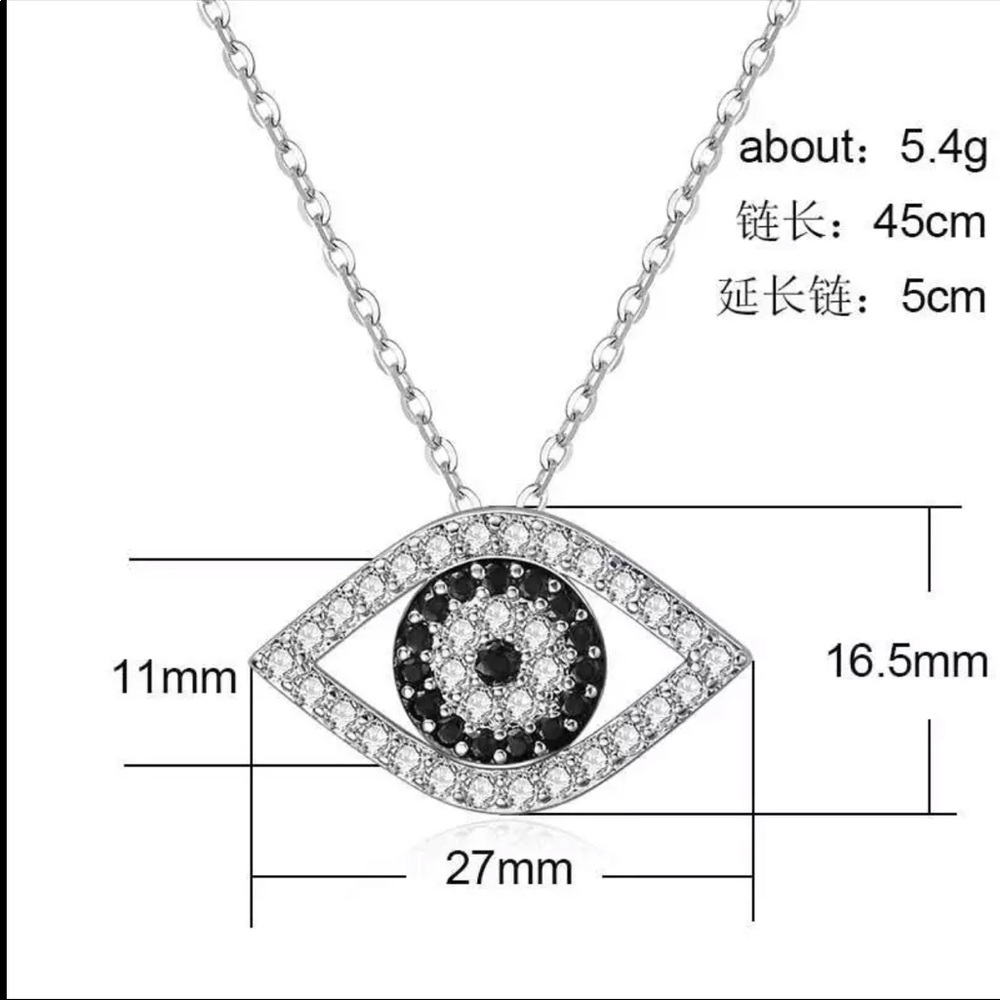 New 925 Silver White and Black Sapphire Necklace - Picture 6 of 6